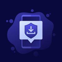 Secure download icon with a phone, design vector