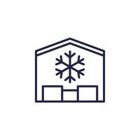 cold storage icon with a warehouse, line vector