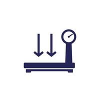 platform scales icon on white, weight machine vector