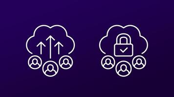 collect user data icons, line vector