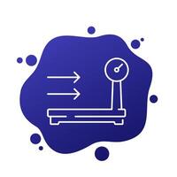 platform scales, weight machine line icon vector