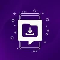 Download folder icon with a smart phone vector