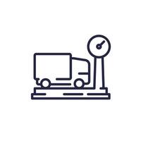 truck weight line icon with a weighbridge scale vector