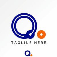 Logo design graphic concept creative premium stock image graphic initial O or Q dot font circle connected cut ring to monogram typography tech vector