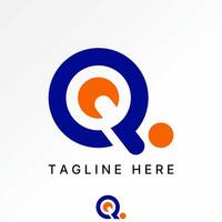 Logo design graphic concept creative premium stock image graphic initial C or Q dot font circle connected cut ring to monogram typography tech vector