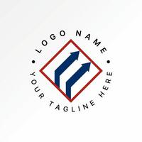 Logo design graphic concept creative premium stock image graphic two lines arrow up 3D initial E font square connect monogram typography sport vector