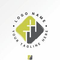 Logo design graphic concept creative premium stock image graphic initial TTH line font square top down scratch art monogram typography branding vector
