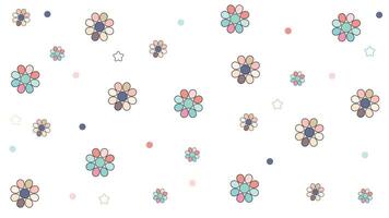 Beautiful cute and colorful flowers seamless pattern illustration on white background with small dots. vector