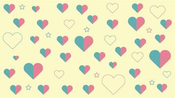 Heart shapes seamless pattern illustration with light yellow and pastel colors. vector
