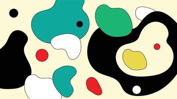 Abstract cartoon shape green, black, yellow and multicolor fluid blob shapes with liquid flowing concept illustration. vector