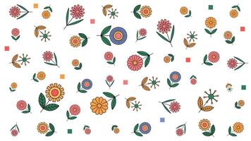 Beautiful cute and colorful flowers seamless pattern illustration on white background. vector