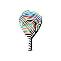Abstract padel racket fingerprint design logo vector