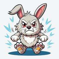 Cartoon angry rabbit with big eyes and angry expression vector