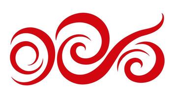 A red swirl design on a white background vector