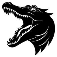 Crocodile Head Silhouette with Open Mouth and Teeth Perfect for Creative Designs vector