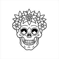 Mystical skull with flower illustration vector