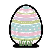An easter egg with a pink, green and blue pattern vector