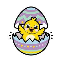 Easter egg with cute chick inside vector