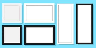 various blank white photo frames on a blue background vector