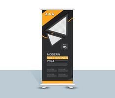 Modern geomertic roll up banner template design vector