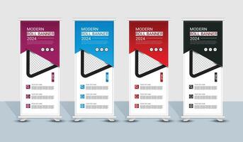 Modern and stylish roll up banner template design. Premium pull banner. Minimal stand banner template design vector