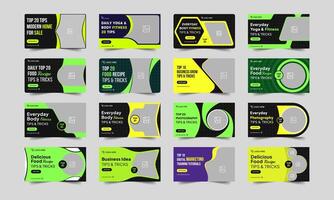 Multipurpose tips and tricks thumbnail banner design, daily exercise, food recipe, marketing techniques cover banner design, bundle thumbnail banner design, eps 10 file format vector
