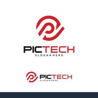 Pic tech logo design vector