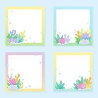 set of under ocean notepad vector