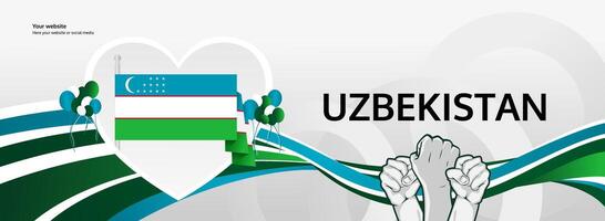September 1 is the Pride Day of Uzbekistan. Creative banners with flags and raised fists to symbolize the strength and freedom of the nation of Uzbekistan. vector