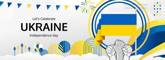Celebrate Ukrainian independence with dynamic banners. Bold design with flag and raised fist. vector