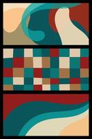 Retro design template set in trendy geometric style Creative concept of vintage bright covers, cards, or posters in a minimal style for corporate identity, branding, social media ads, and promotions. vector