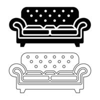 Stylish Two-Seater Sofa Icon in Solid and Outline Styles vector