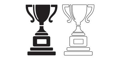 Two stylized trophy icons, one black and one white. vector