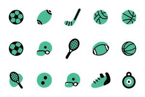 Set of green and black icons representing different sports, showcasing a variety of athletic themes and symbols. vector