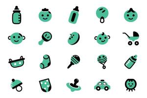 Collection of baby-themed icons vector