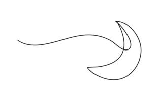 Crescent Moon symbol continuous one line drawing isolated of outline vector
