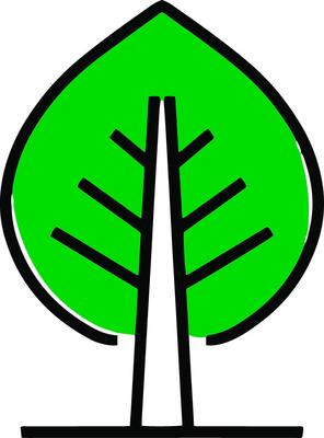 Doodle green tree leaf icon isolated. Sketch clipart