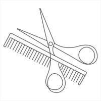Scissor tool one line continuous single line art drawing outline design illustration vector