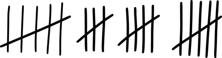 Doodle tally mark count set icon Stick collection vector