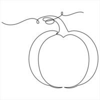 Pumpkin one line continuous single line art outline style illustration vector