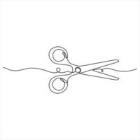 Scissor tool one line continuous single line art drawing outline style illustration vector