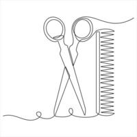 Single line continuous drawing of outline style illustration vector