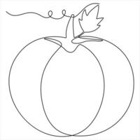 Pumpkin one line continuous single line art drawing outline design illustration vector