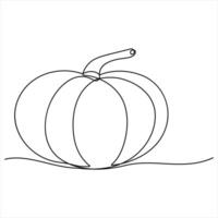 Pumpkin continuous single line art drawing of outline style illustration vector