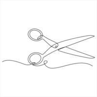 Scissor tool one line continuous single line art drawing outline design illustration vector