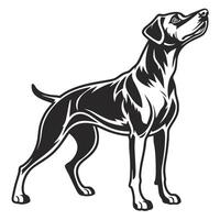a black and white drawing of a dog with a black and white image of a dog. vector