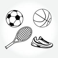 a drawing of a tennis racket and a ball with the letter s on it vector