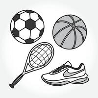 a black and white drawing of a soccer ball and a soccer ball. vector