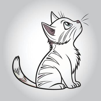 a drawing of a cat with the word cat on it vector