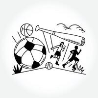 a drawing of a soccer player with a soccer ball and a soccer ball. vector